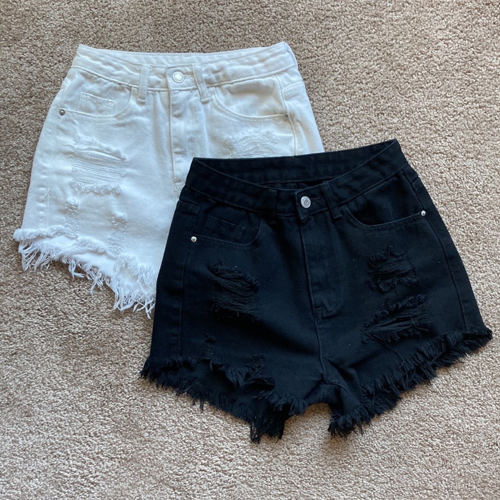 Distressed denim shorts - 2 pair set